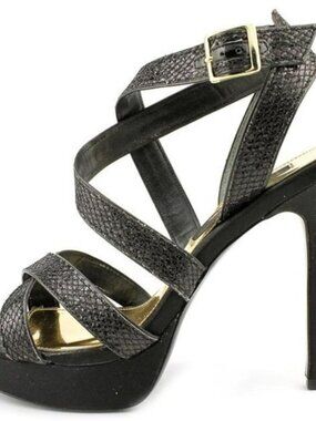 Nina- Jacalyn Black Glitter Platform Stiletto size 6. worn once